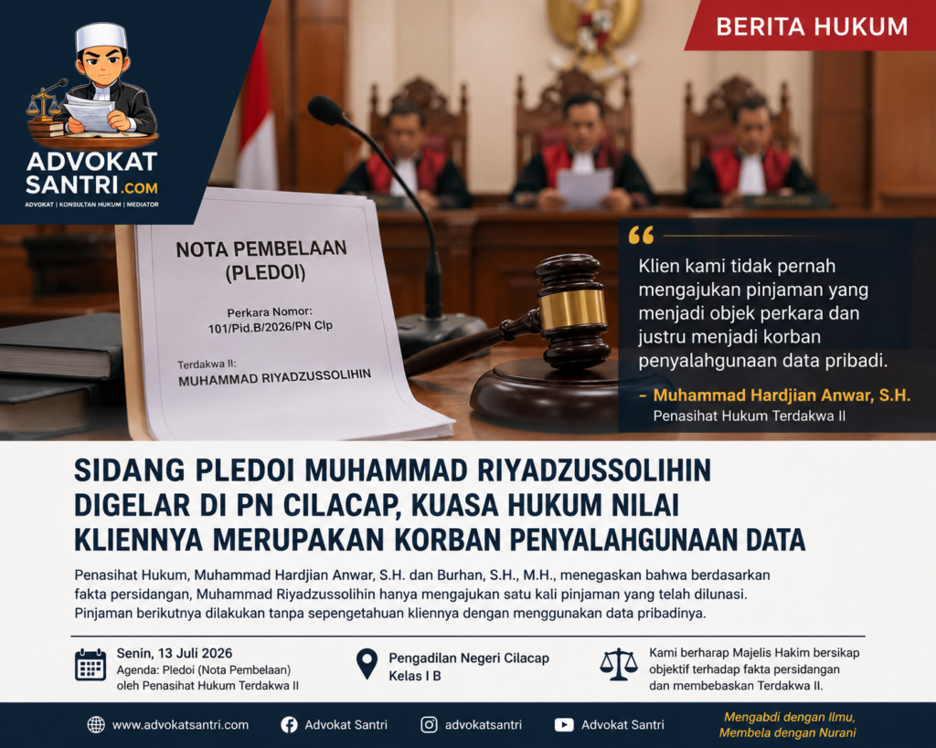 Sidang Pledoi Muhammad Riyadzussolihin Digelar di PN Cilacap, Kuasa Hukum Nilai Kliennya Merupakan Korban Penyalahgunaan Data chatgpt image 13 jul 2026, 04.55.31